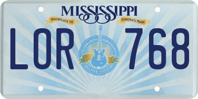 MS license plate LOR768
