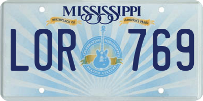 MS license plate LOR769