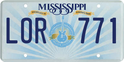 MS license plate LOR771