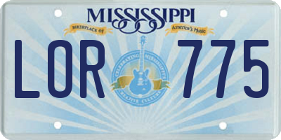 MS license plate LOR775