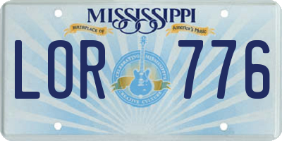 MS license plate LOR776