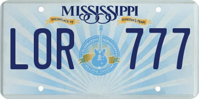 MS license plate LOR777