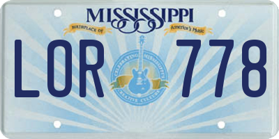 MS license plate LOR778