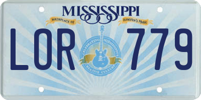 MS license plate LOR779