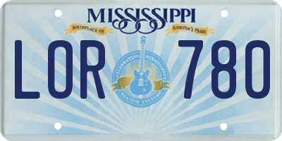 MS license plate LOR780