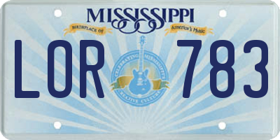 MS license plate LOR783