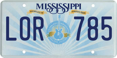 MS license plate LOR785