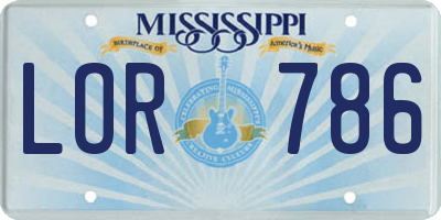 MS license plate LOR786