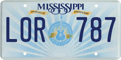 MS license plate LOR787