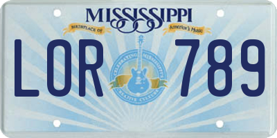MS license plate LOR789