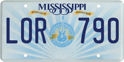MS license plate LOR790