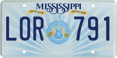 MS license plate LOR791