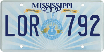 MS license plate LOR792