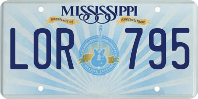 MS license plate LOR795