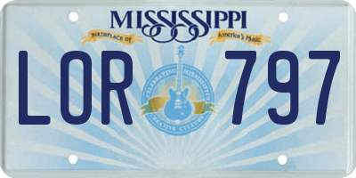 MS license plate LOR797