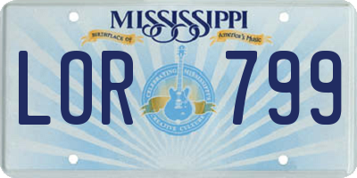 MS license plate LOR799
