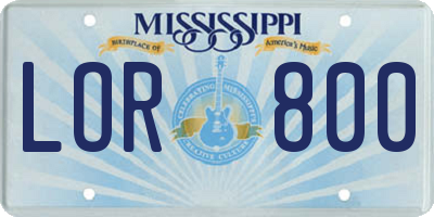 MS license plate LOR800