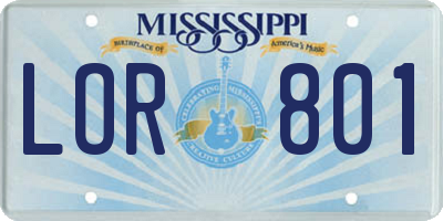 MS license plate LOR801
