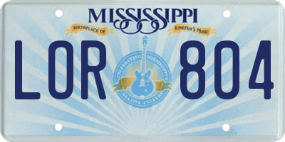 MS license plate LOR804