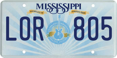MS license plate LOR805