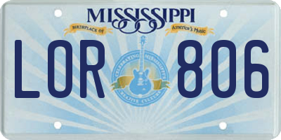 MS license plate LOR806