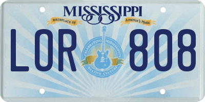 MS license plate LOR808