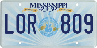 MS license plate LOR809
