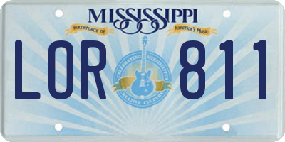 MS license plate LOR811