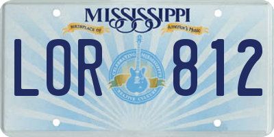 MS license plate LOR812