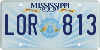 MS license plate LOR813