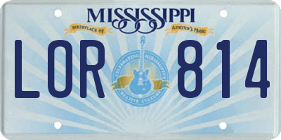 MS license plate LOR814