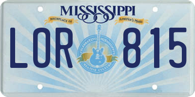 MS license plate LOR815