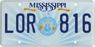 MS license plate LOR816