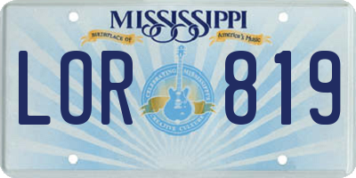 MS license plate LOR819