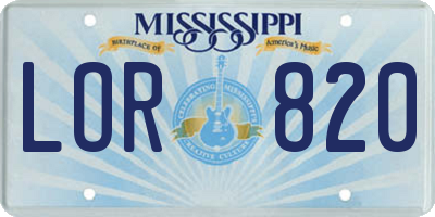 MS license plate LOR820