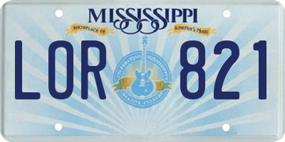 MS license plate LOR821