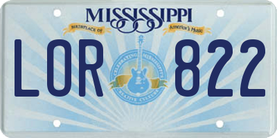 MS license plate LOR822