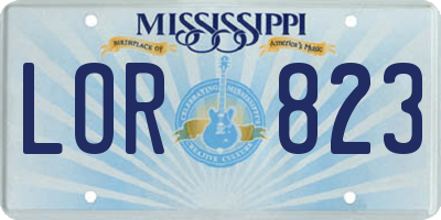 MS license plate LOR823