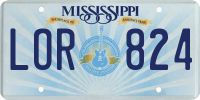 MS license plate LOR824