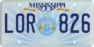 MS license plate LOR826