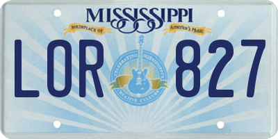 MS license plate LOR827