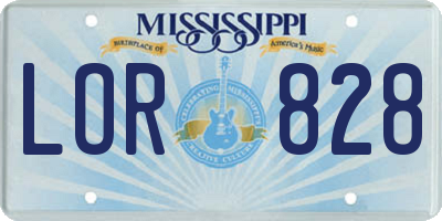 MS license plate LOR828