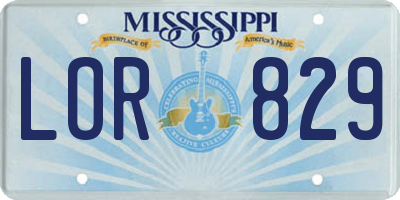 MS license plate LOR829