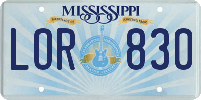 MS license plate LOR830