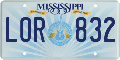 MS license plate LOR832