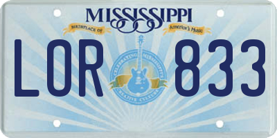MS license plate LOR833