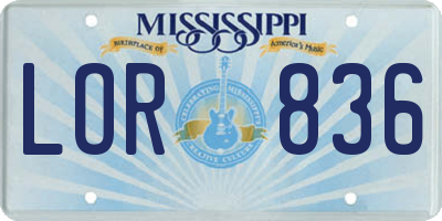 MS license plate LOR836