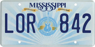 MS license plate LOR842