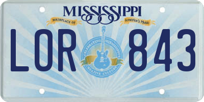 MS license plate LOR843
