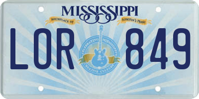 MS license plate LOR849